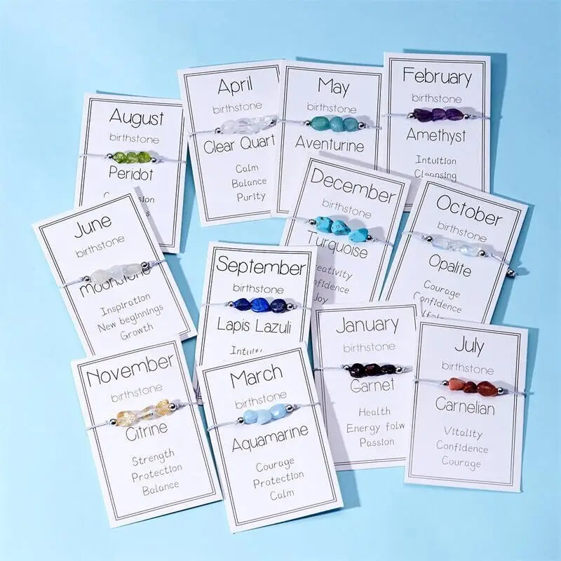 צמיד בשילוב אבן טבעית בעבודת יד ובהתאמה אישית לפי חודש יום ההולדת שלכם
